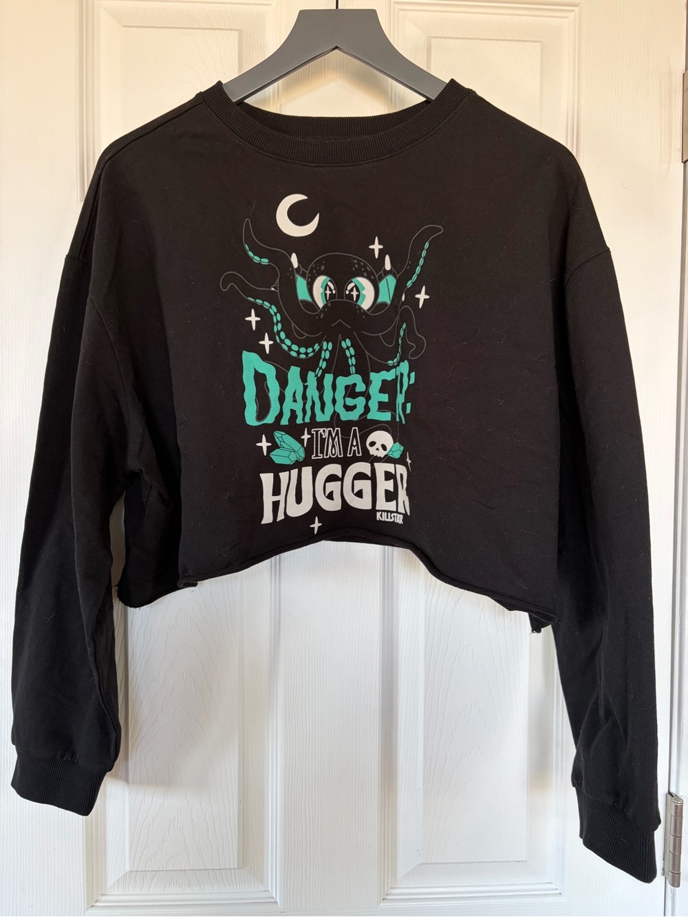 Killstar Danger I'm a Hugger' Graphic Crop Sweatshirt